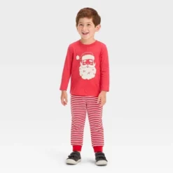 Toddler Boys' 2pc Santa Printed Long Sleeve Graphic T-Shirt And Fleece Jogger Pants Set - Cat & Jack™ Red -CAT & JACK Shop GUEST 03cc092e ab50 4d7d ac7c 205d9ee5d1be