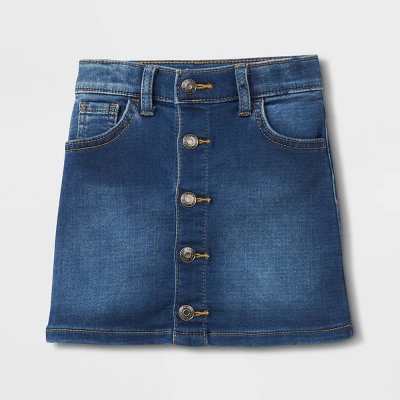 Toddler Girls' Denim Button-Front Skirt - Cat & Jack™ Blue 3 Toddler Girls' Denim Button-Front Skirt - Cat & Jack™ Blue - Image 3