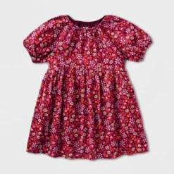 Toddler Girls' Adaptive Short Sleeve Woven Dress - Cat & Jack™ Burgundy -CAT & JACK Shop GUEST 078ddbab 3113 4ae6 a02f fb0dffcef3bd