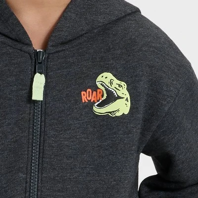 Toddler Boys' Halloween Dino Zip-Up Hoodie - Cat & Jack™ Black 1 Toddler Boys' Halloween Dino Zip-Up Hoodie - Cat & Jack™ Black
