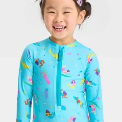 Toddler Girls' Sealife One Piece Swimsuit - Cat & Jack™ Turquoise Blue