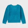 Girls' Adaptive Velour Sweatshirt - Cat & Jack™ Teal Blue
