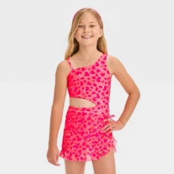 Girls' Leopard Spot Printed One Piece Swimsuit Set - Cat & Jack™ Pink -CAT & JACK Shop GUEST 1177c041 8360 4db0 a7c3 bb21e6f3cf11