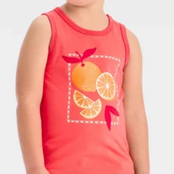 Toddler Girls' 'Oranges' Graphic Tank Top - Shirt - Cat & Jack™ Coral Orange