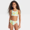Girls' 3pc Spring Blooms Swimwear Set - Cat & Jack™ Light Aqua Blue
