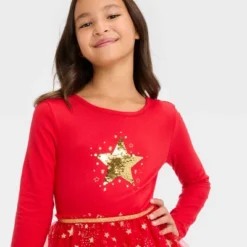 Girls' Long Sleeve Star Tiered Tulle Dress - Cat & Jack™ Red -CAT & JACK Shop GUEST 17abb1a2 2d56 421b a9c3 7af0cb8bce3c