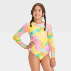 Girls' 'Tropic Darling' Floral Printed One Piece Rash Guard - Cat & Jack™ -CAT & JACK Shop GUEST 1811357f ecf7 4c7d 83b6 97efb931d619