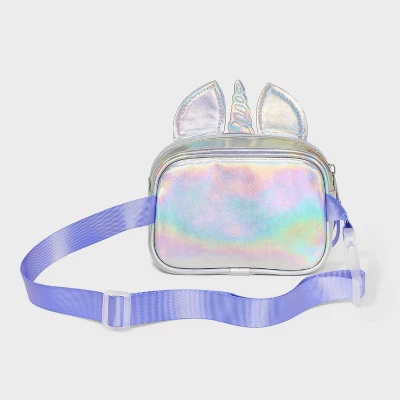 Girls' Unicorn Fanny Pack - Cat & Jack™: Shell, Zip Closure, 28" Strap, Solid Pattern 1 Girls' Unicorn Fanny Pack - Cat & Jack™: Shell, Zip Closure, 28" Strap, Solid Pattern