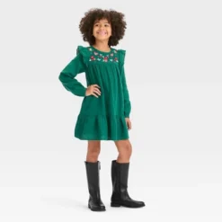 Girls' Long Sleeve Woven Floral Dress - Cat & Jack™ Forest Green -CAT & JACK Shop GUEST 1a60b385 ef17 4ade 80e0 842a8491f46a