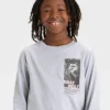 Boys' Long Sleeve 'Gray Wolf' Graphic T-Shirt - Cat & Jack™ Light Gray