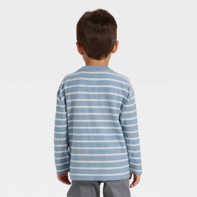 Toddler Boys' Long Sleeve Jacquard Striped Oversized T-Shirt - Cat & Jack™ 1 Toddler Boys' Long Sleeve Jacquard Striped Oversized T-Shirt - Cat & Jack™