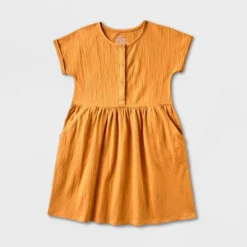 Girls' Adaptive Short Sleeve Knit Dress - Cat & Jack™ Dark Mustard Yellow -CAT & JACK Shop GUEST 2210ae4e 3ebb 46fa a80f b805813d1d9b