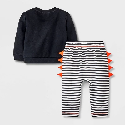 Baby 2pc Milk Monster Long Sleeve Top & Bottom Set - Halloween - Cat & Jack™ Black 1 Baby 2pc Milk Monster Long Sleeve Top & Bottom Set - Halloween - Cat & Jack™ Black