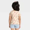 Toddler Girls' Short Sleeve Floral Ribbed T-Shirt - Cat & Jack™ Beige 4T