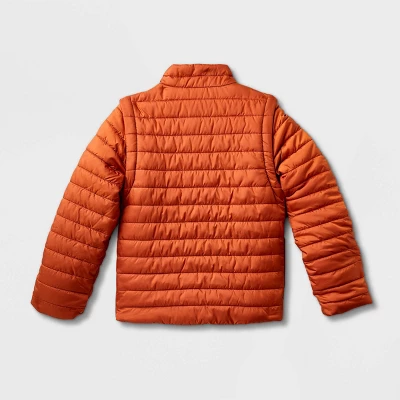 Kids' Adaptive Puffer Jacket - Cat & Jack™ Orange 1 Kids' Adaptive Puffer Jacket - Cat & Jack™ Orange