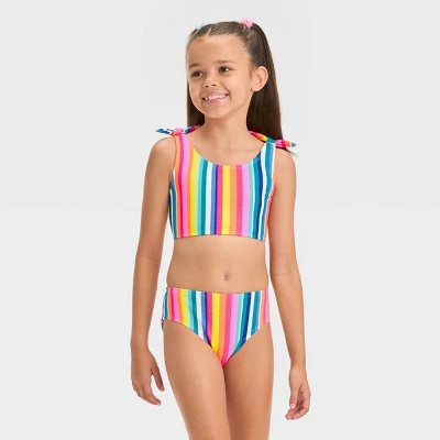 Girls' Festive Striped Bikini Set - Cat & Jack™ 3 Girls' Festive Striped Bikini Set - Cat & Jack™ - Image 3