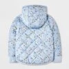 Toddler Girls' Floral Printed Reversible Puffer Jacket - Cat & Jack™ Blue