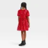 Girls' Short Puff Sleeve Sequin Dress - Cat & Jack™ Red