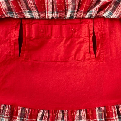 Girls' Adaptive Abdominal Access Long Sleeve Plaid Tiered Woven Dress - Cat & Jack™ Red 3 Girls' Adaptive Abdominal Access Long Sleeve Plaid Tiered Woven Dress - Cat & Jack™ Red - Image 3