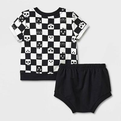 Baby 2pc Checkered Sweatshirt & Bottom Set - Cat & Jack™ Black 1 Baby 2pc Checkered Sweatshirt & Bottom Set - Cat & Jack™ Black
