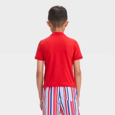 Boys' Solid Rash Guard Top - Cat & Jack™ Red 2 Boys' Solid Rash Guard Top - Cat & Jack™ Red - Image 2