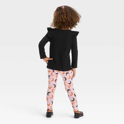 Toddler Girls' Moon 'Glow In The Dark' Long Sleeve Top & Leggings Set - Cat & Jack™ Black 1 Toddler Girls' Moon 'Glow In The Dark' Long Sleeve Top & Leggings Set - Cat & Jack™ Black