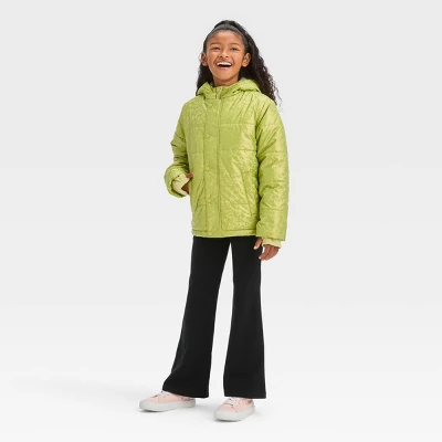 Kids' Solid Puffer Jacket - Cat & Jack™ Green 2 Kids' Solid Puffer Jacket - Cat & Jack™ Green - Image 2