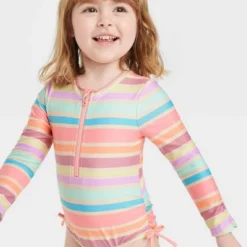 Toddler Girls' One Piece Rash Guard - Cat & Jack™ Off-White