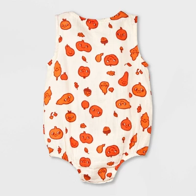 Baby Autumn Gauze Short Sleeve Romper - Cat & Jack™ Cream 1 Baby Autumn Gauze Short Sleeve Romper - Cat & Jack™ Cream