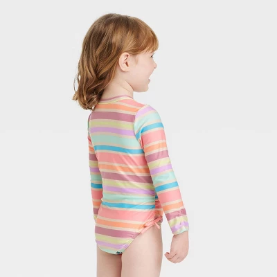 Toddler Girls' One Piece Rash Guard - Cat & Jack™ Off-White 2 Toddler Girls' One Piece Rash Guard - Cat & Jack™ Off-White - Image 2