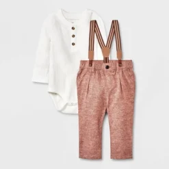 Baby Boys' Jaspe Flannel Suspender Set - Cat & Jack™ Cream -CAT & JACK Shop GUEST 3570cbf5 1cfe 44d1 bd4b 1c18512ae8f4