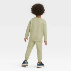Toddler Boys' Embossed Knit Crew And Jogger Pants Set - Cat & Jack™ Green