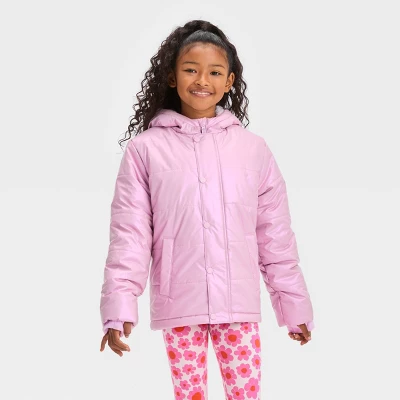Girls' Solid Puffer Jacket - Cat & Jack™ 3 Girls' Solid Puffer Jacket - Cat & Jack™ - Image 3