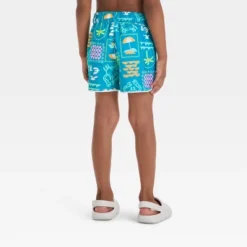 Toddler Boys' Postcard Print Dolphin Hem Swim Shorts - Cat & Jack™ Green