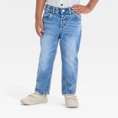 Toddler Boys' Button-Front Straight Leg Denim Pants - Cat & Jack™Medium Wash 3 Toddler Boys' Button-Front Straight Leg Denim Pants - Cat & Jack™Medium Wash - Image 3