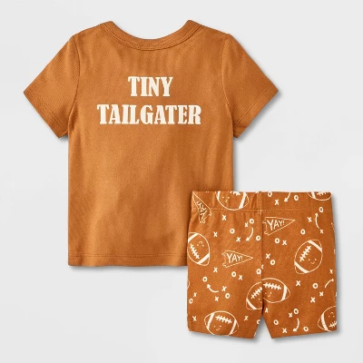 Baby Tiny Tailgator T-Shirt & Bloomer Set - Cat & Jack™ Brown 1 Baby Tiny Tailgator T-Shirt & Bloomer Set - Cat & Jack™ Brown