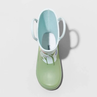 Toddler Girls' Saylor Floral Print Rain Boots - Cat & Jack™ Blue/Green 2 Toddler Girls' Saylor Floral Print Rain Boots - Cat & Jack™ Blue/Green - Image 2