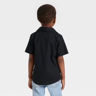 Toddler Boys' Short Sleeve Halloween Button-Down Shirt - Cat & Jack™ Black 1 Toddler Boys' Short Sleeve Halloween Button-Down Shirt - Cat & Jack™ Black