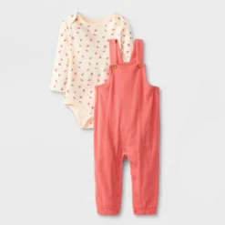 Baby Girls' 2pc Long Sleeve Bodysuit & Overalls Set - Cat & Jack™ Peach Orange -CAT & JACK Shop GUEST 3e10af46 f902 4777 b29b fae74d8a87d2