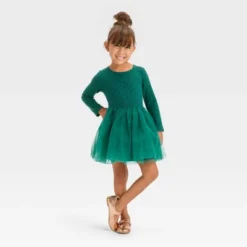 Toddler Girls' Dot Long Sleeve Knit Tulle Dress - Cat & Jack™ Green -CAT & JACK Shop GUEST 3e761a1f 168d 498c add3 8ee80d04683b