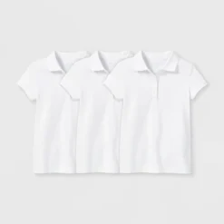 Girls' 3pk Short Sleeve Pique Uniform Polo Shirt - Cat & Jack™