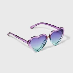 Girls' Heart Sunglasses - Cat & Jack™ Purple/Blue: Maximum UV Protection, Recycled Plastic Frame, Ages 3-9