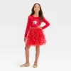 Girls' Long Sleeve Star Tiered Tulle Dress - Cat & Jack™ Red