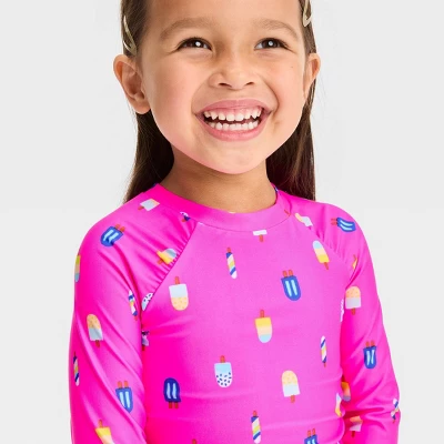 Toddler Girls' Ice Cream Cone Rash Guard Set - Cat & Jack™ Pink 1 Toddler Girls' Ice Cream Cone Rash Guard Set - Cat & Jack™ Pink