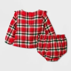 Baby Girls' Holiday Plaid Ruffle Top & Bottom Set - Cat & Jack™ Red