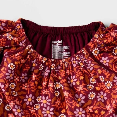 Girls' Adaptive Short Sleeve Woven Dress - Cat & Jack™ Burgundy 2 Girls' Adaptive Short Sleeve Woven Dress - Cat & Jack™ Burgundy - Image 2