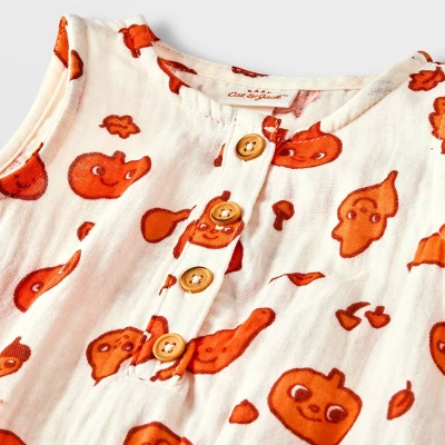 Baby Autumn Gauze Short Sleeve Romper - Cat & Jack™ Cream 2 Baby Autumn Gauze Short Sleeve Romper - Cat & Jack™ Cream - Image 2