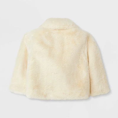 Baby Girls' Solid Faux Fur Jacket - Cat & Jack™ Off-White 1 Baby Girls' Solid Faux Fur Jacket - Cat & Jack™ Off-White