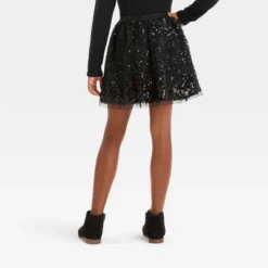 Girls' 'Sequin' Holiday Skirt - Cat & Jack™ Black