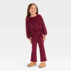 Toddler Girls' Flare Velour Top & Bottom Set - Cat & Jack™ Burgundy -CAT & JACK Shop GUEST 446fd858 ab2f 4cbd 801c bfb5654fab44